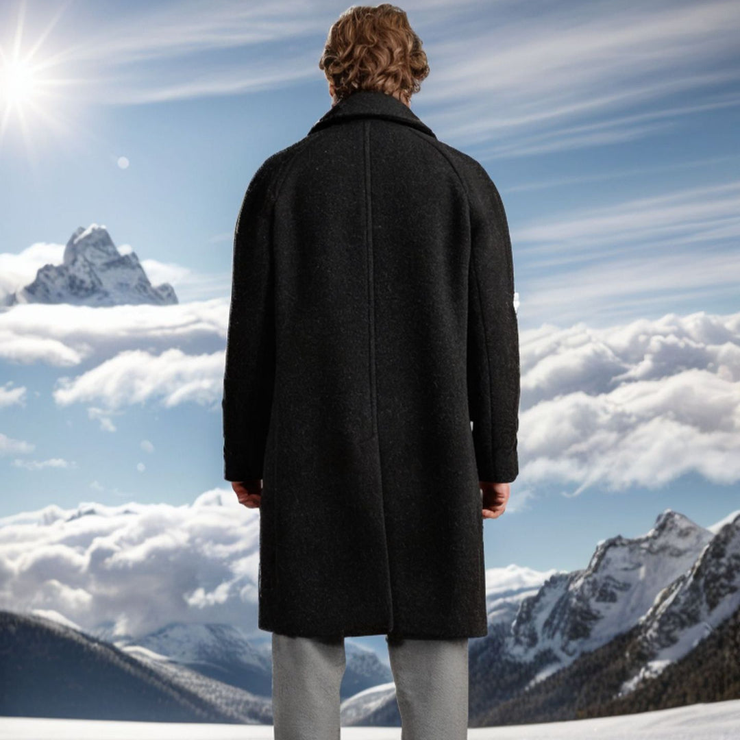 Herren eleganter Wollmantel mit doppelter Knopfreihe und praktischen Eingrifftaschen Drune