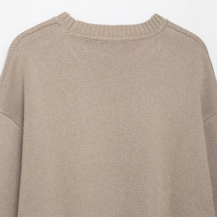 Damen Eleganter lässiger Strickpullover mit weiten Ärmeln Drune