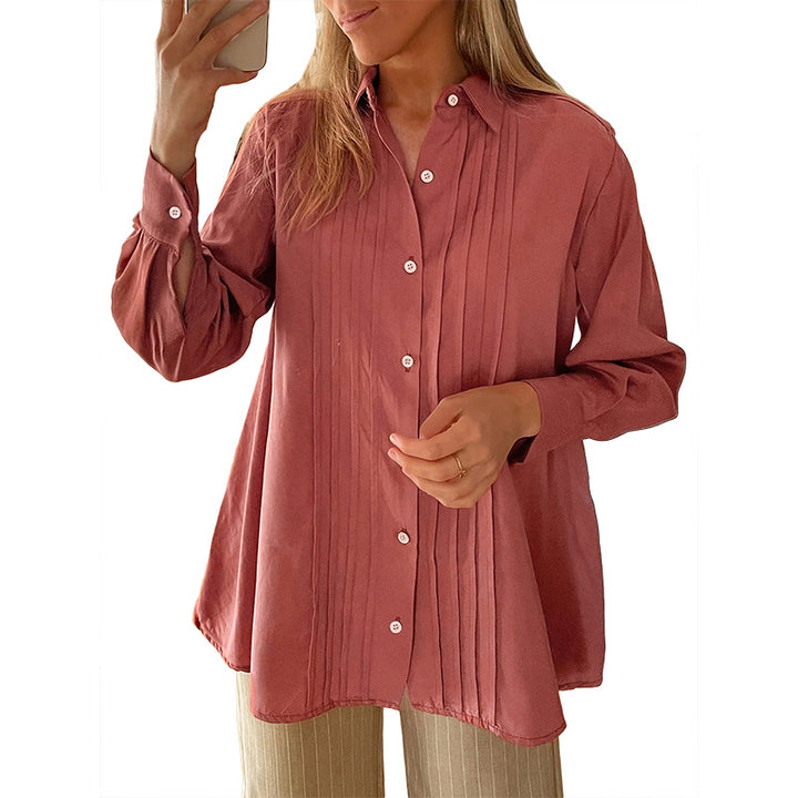 Damen Bluse mit strukturiertem Design und eleganten Knopfdetails Drune