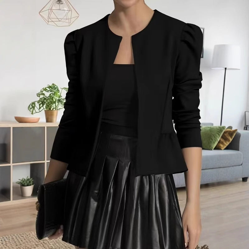 Damen Modische Blazerjacke mit Puffärmeln und strukturiertem Design Drune