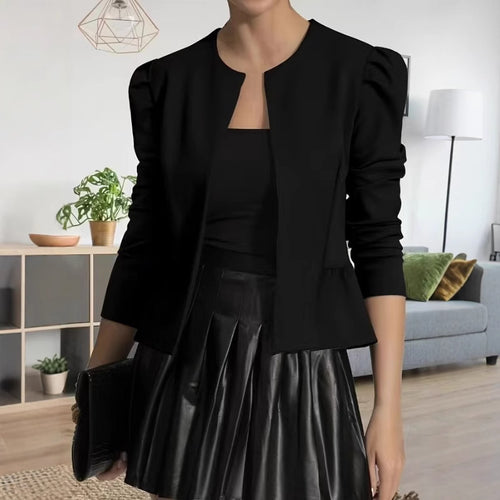 Damen Modische Blazerjacke mit Puffärmeln und strukturiertem Design Drune