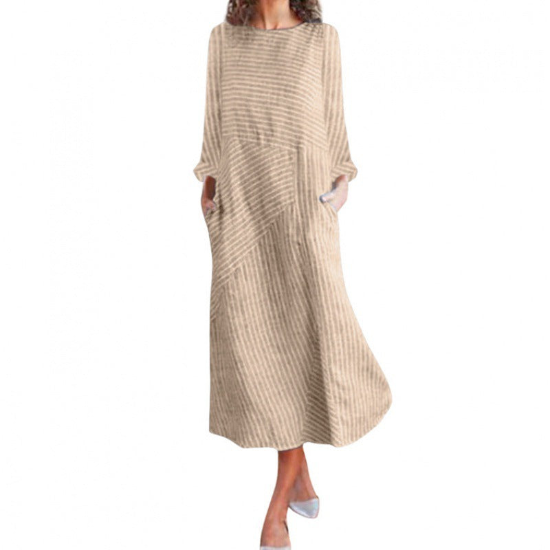 Damen Maxikleid mit asymmetrischem Design und praktischen Taschen Drune