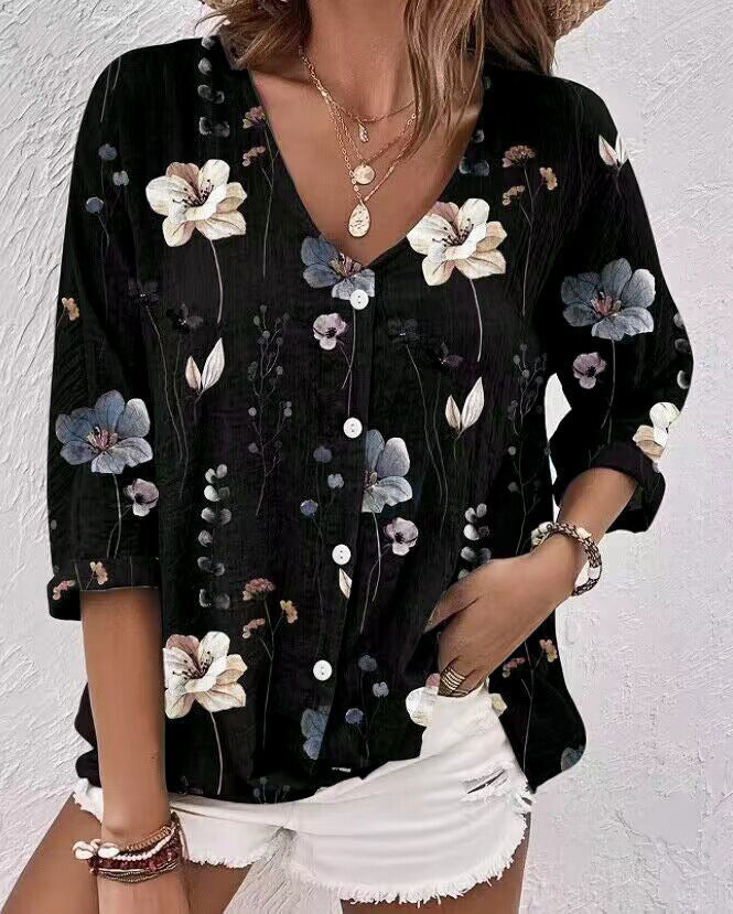 Damen Bluse mit floralem Druck und lässigem Schnitt Drune