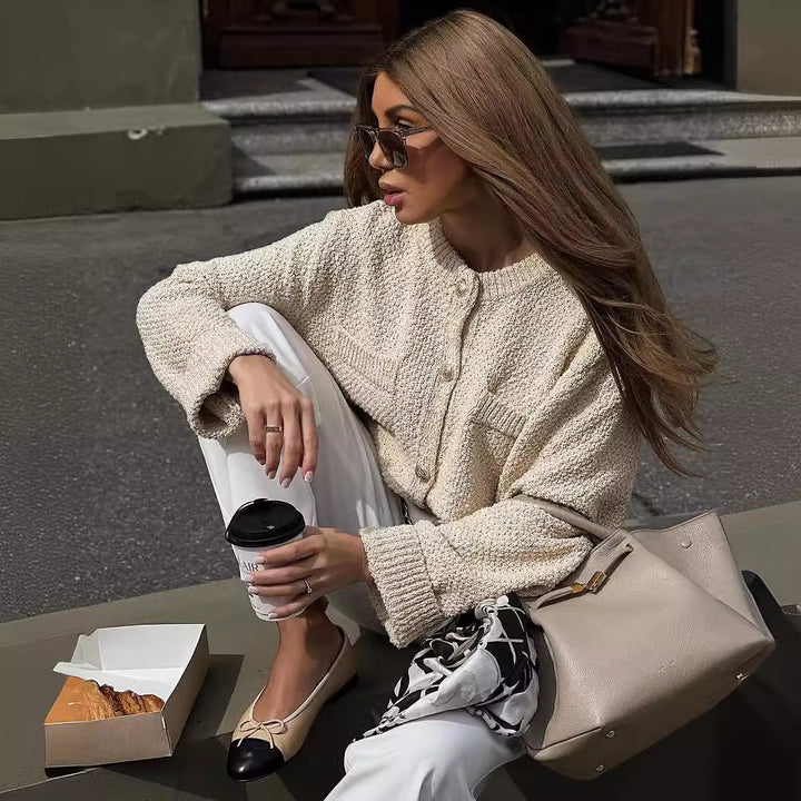 Damen Strickjacke mit strukturiertem Webmuster und aufgesetzten Taschen Drune