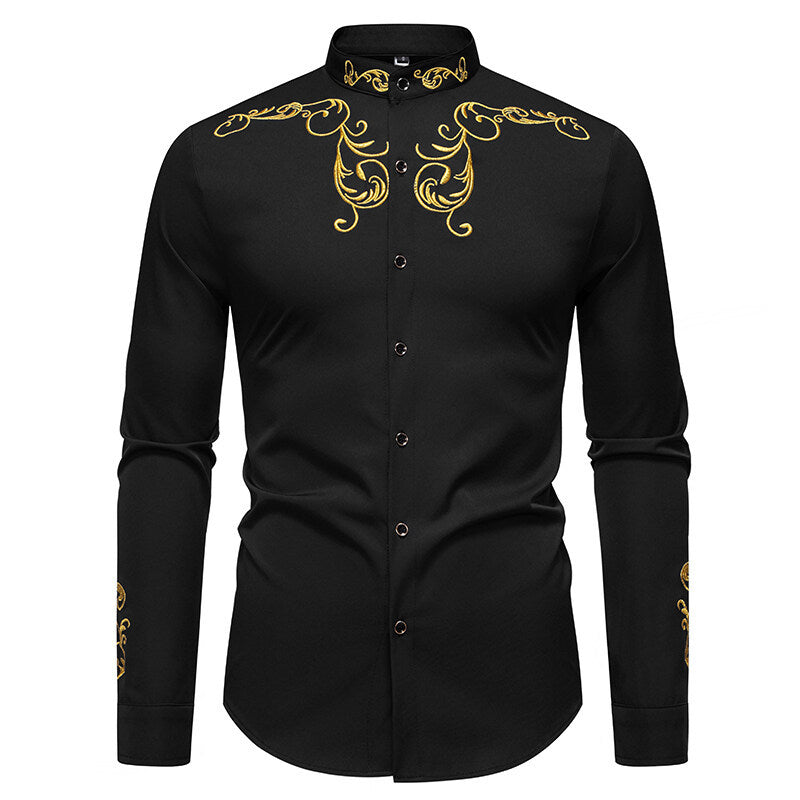 Herren Langarmshirt mit elegantem Stickereidesign Drune