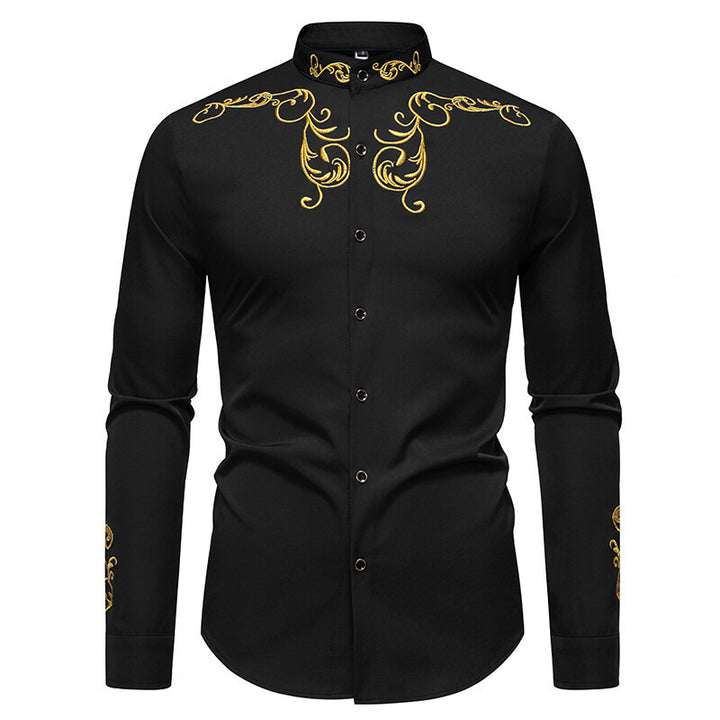 Herren Langarmshirt mit elegantem Stickereidesign Drune