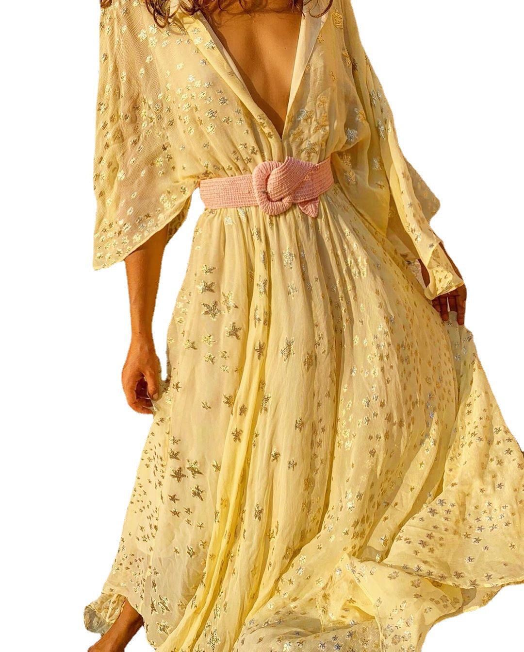 Damen Maxikleid mit elegantem Glitzer und weitem Schnitt Drune