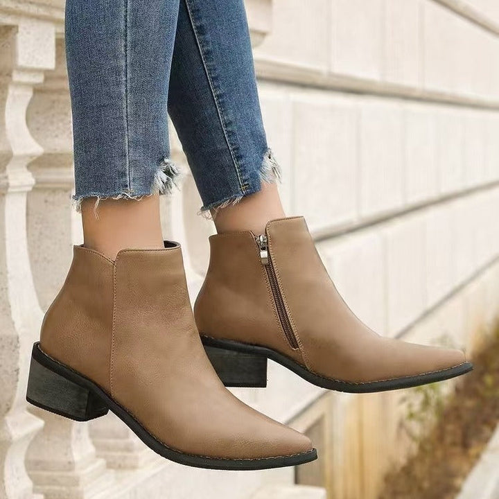 Drune | Stiefeletten - Kunstleder - Spitz - Niedriger Blockabsatz