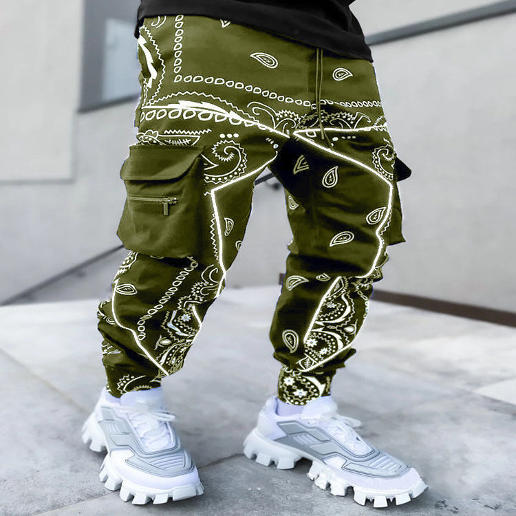 Herren nan Bandana-Cargo-Jogginghose mit Kordelzug und elastischen Bündchen Drune