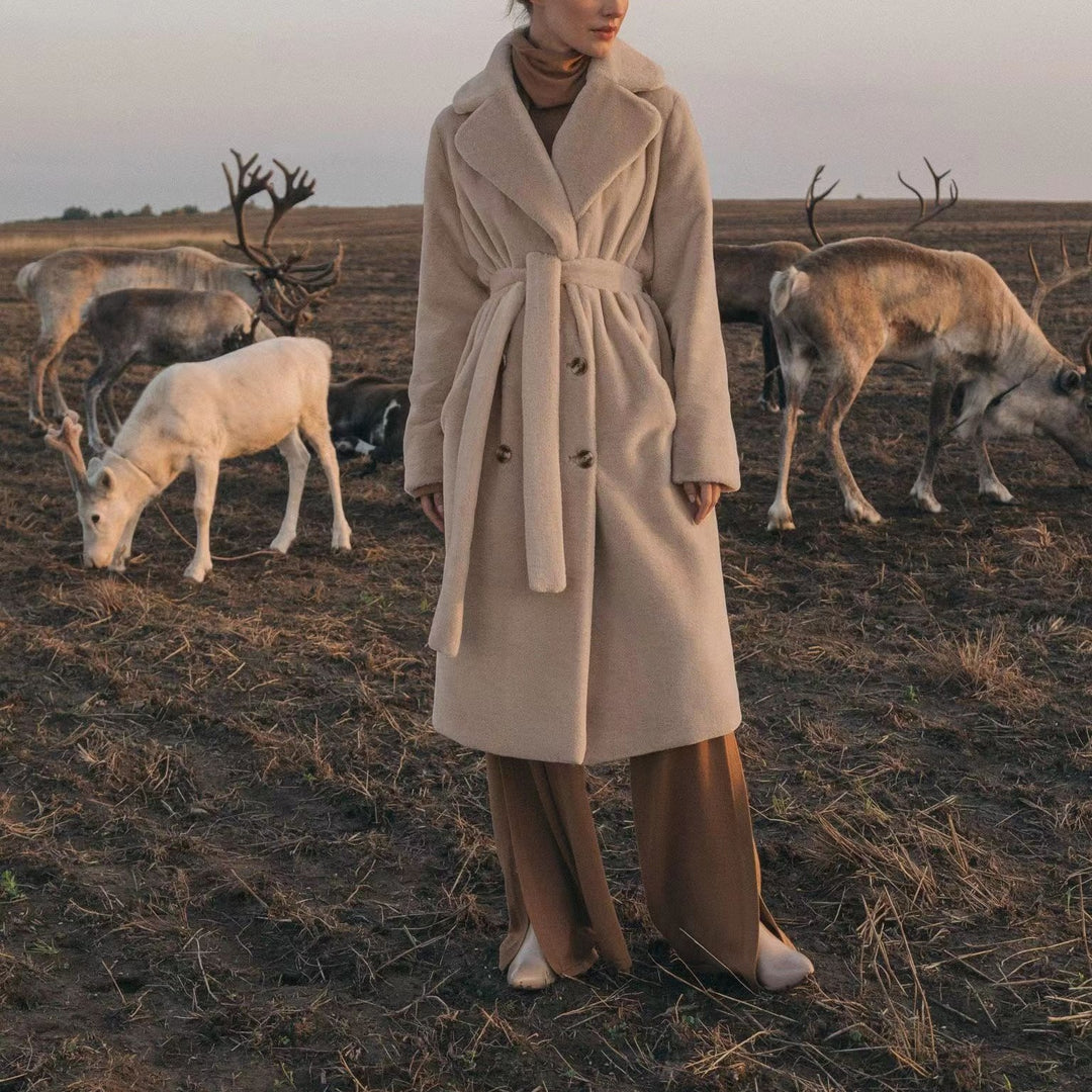 Damen modischer Trenchcoat mit Gürtel Drune