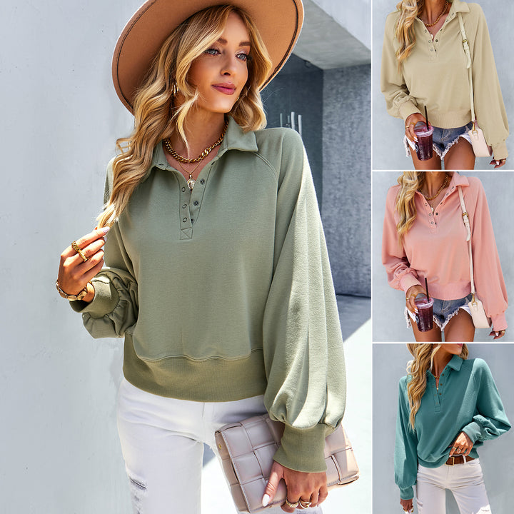 Damen sportlicher Pullover mit oversized Ärmeln und Kragen Drune