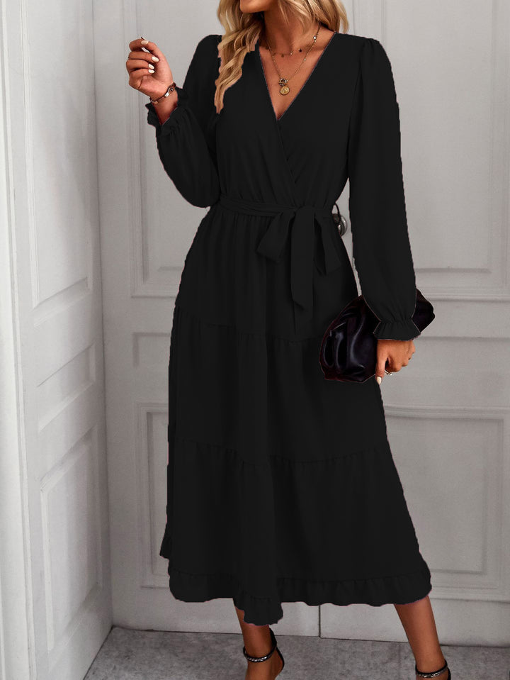 Damen Wickelkleid mit Volantärmeln und elegantem Schnitt Drune