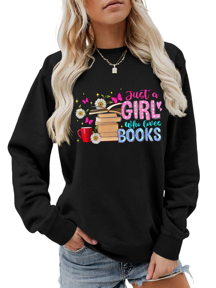 Damen Sweatshirt mit auffälligem Buchmotiv und lässiger Passform Drune