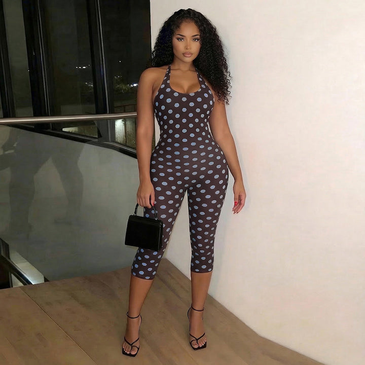 Damen Figurformender Jumpsuit mit Polka-Dots und schmalem Schnitt Drune