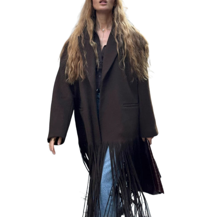 Damen Oversized Fransenjacke Drune