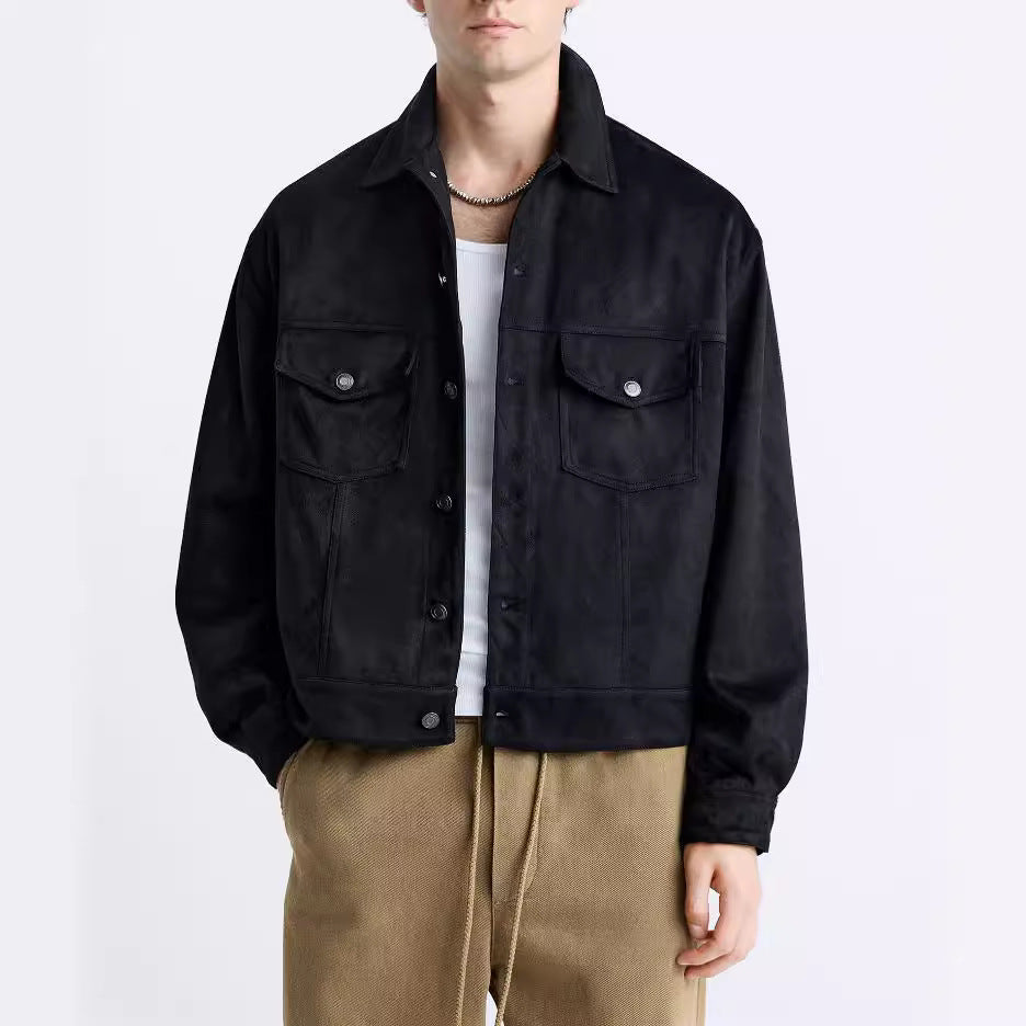 Herren lässige Wildlederjacke mit praktischen Brusttaschen und modernem Schnitt Drune