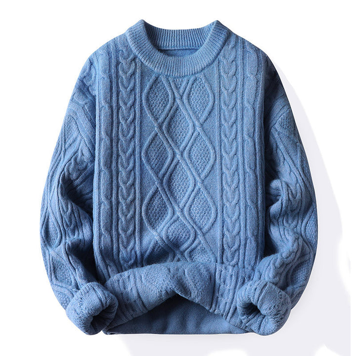 Damen Grobstrickpullover mit zeitgemäßem Zopfmuster und klassischem Rundhalsausschnitt Drune