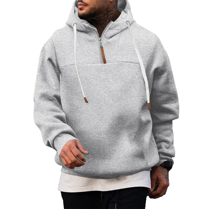 Herren Hoodie mit hohem Kragen und innovativem Reißverschluss Drune