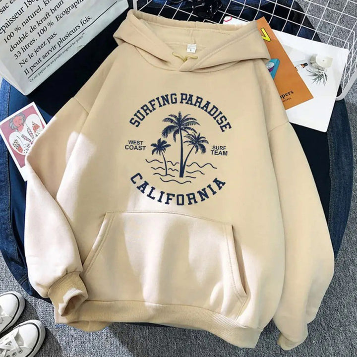 Damen Kapuzenpullover mit lässigem Surf-Motiv und hochwertiger Baumwollmischung Drune