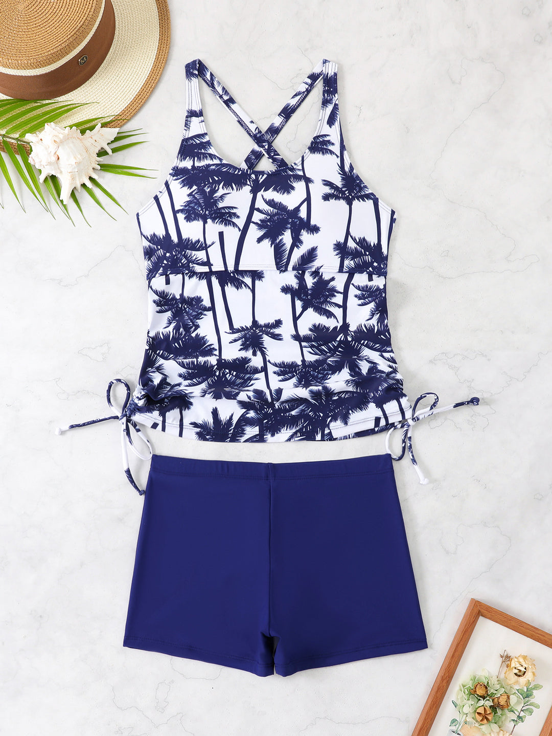 Damen Sportliches Tankini-Set mit floralem Design und verstellbaren Bündchen Drune