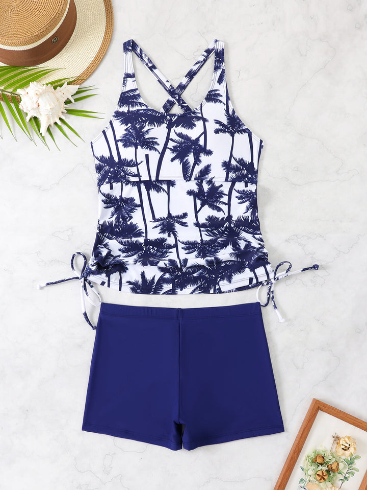 Damen Sportliches Tankini-Set mit floralem Design und verstellbaren Bündchen Drune