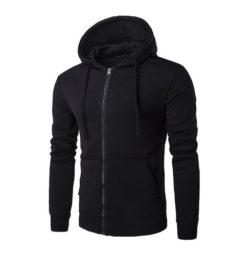 Herren nan Slim-Fit Kapuzensweatjacke mit mittigem Reißverschluss, doppellagiger Kapuze und praktischen Eingrifftaschen Drune