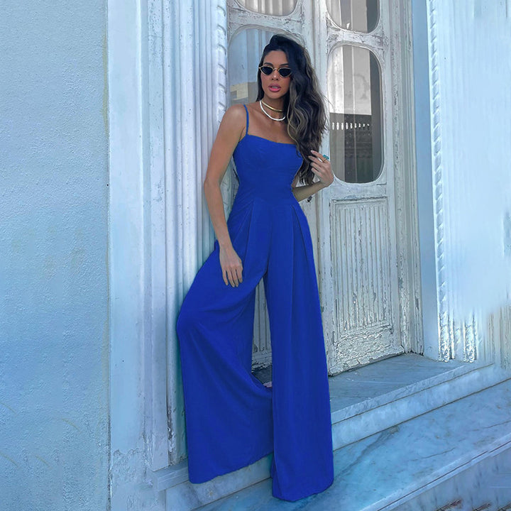 Damen Elegantes Maxikleid mit schmalen Spaghettiträgern und fließendem Schnitt Drune