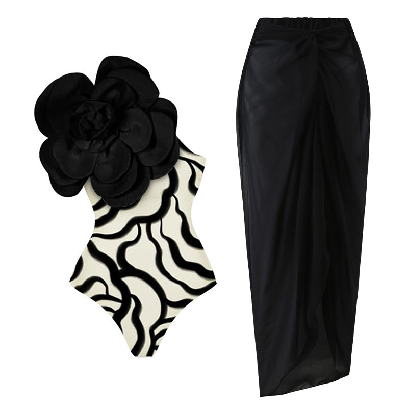 Damen Einteiliger Badeanzug mit einzigartigem Blumendesign Drune