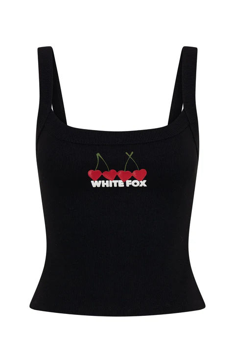 Damen Crop-Top mit Kirschstickerei und elastischem Baumwollmaterial Drune