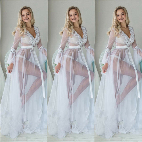 Damen Transparentes Abendkleid mit zierlichen Spitzenapplikationen und schwingendem Tüllsaum Drune