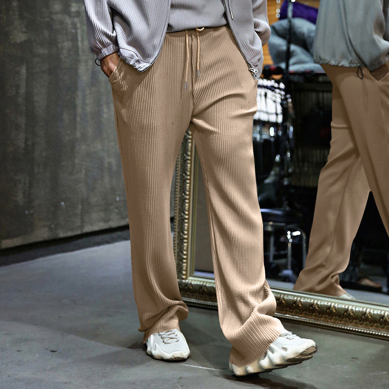 Herren nan locker geschnittene Plissee-Hose mit Tunnelzug und weitem Bein Drune