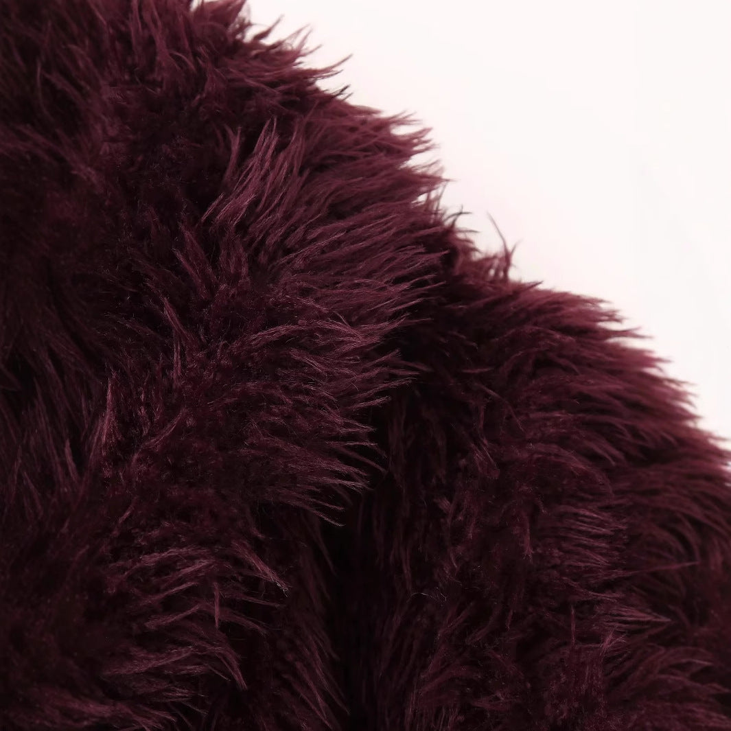 Damen kuschelige Kunstfelljacke mit Schalkragen und eleganter Silhouette Drune