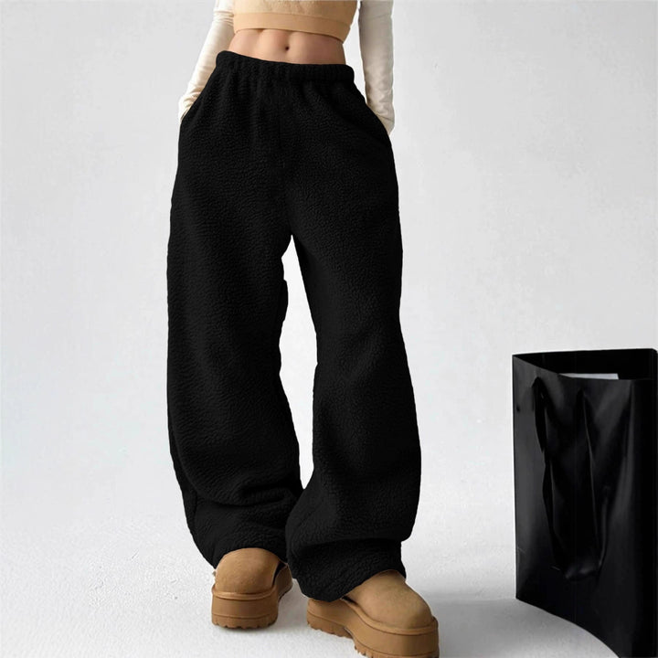 Damen bequeme Fleece-Hose mit weitem Schnitt und elastischem Bund Drune