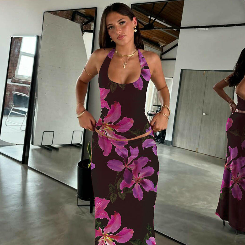 Damen Elegantes Maxikleid mit verführerischem Halterneck Drune