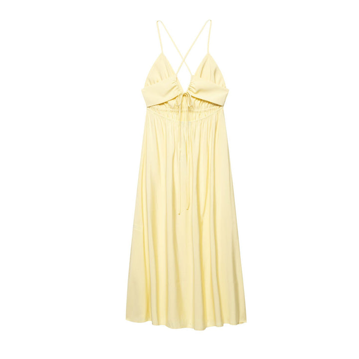 Femme Verstellbares Spaghetti-Top Maxikleid mit gerafftem Oberteil Drune