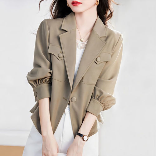 Damen Modischer Blazer mit strukturierten Puffärmeln Drune