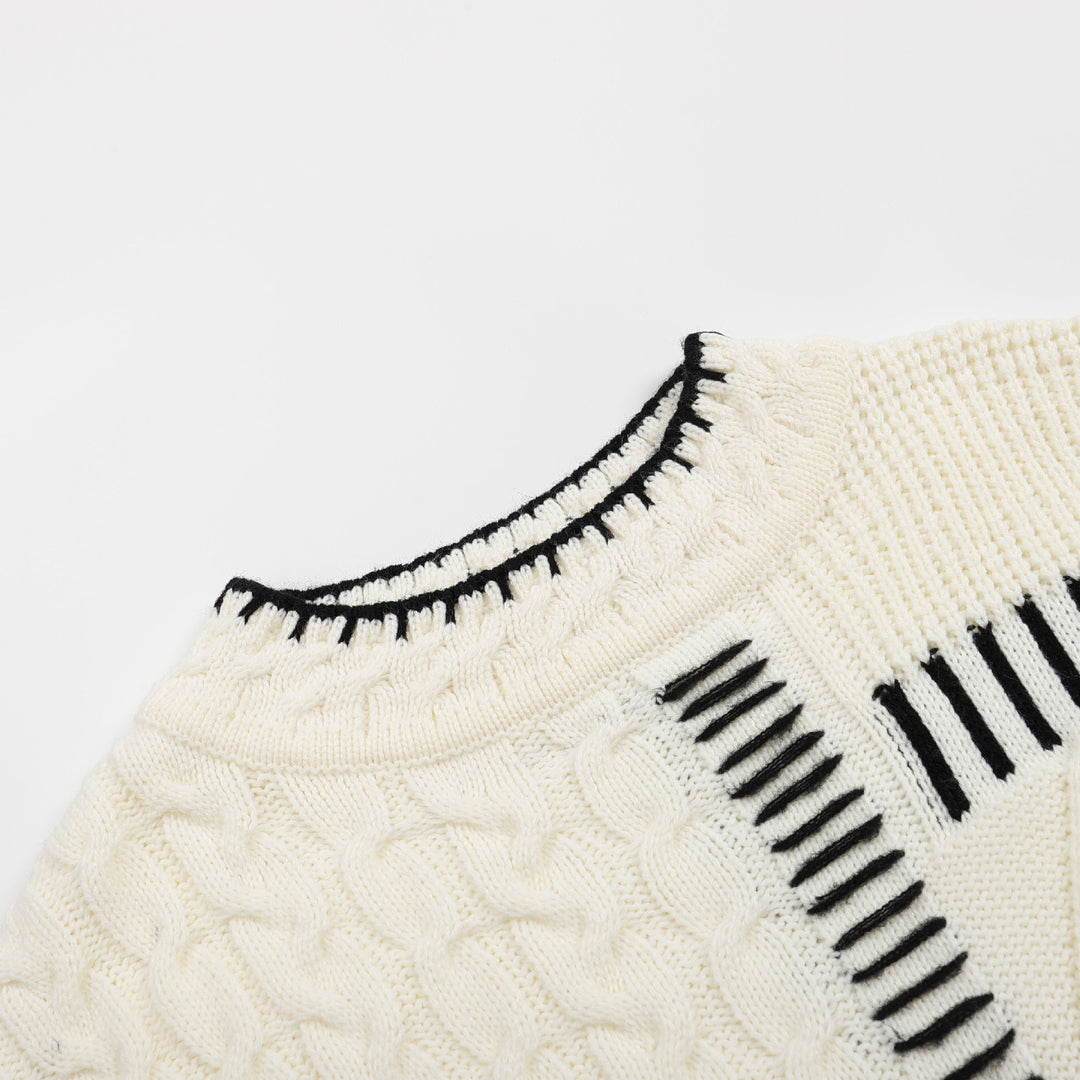 Damen lässiger Strickpullover mit grafischem Muster Drune