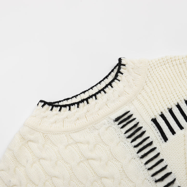 Damen lässiger Strickpullover mit grafischem Muster Drune