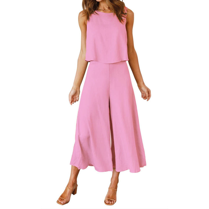 Damen Luftiger Jumpsuit mit Schwingendem Bein und Ärmellosem Design Drune