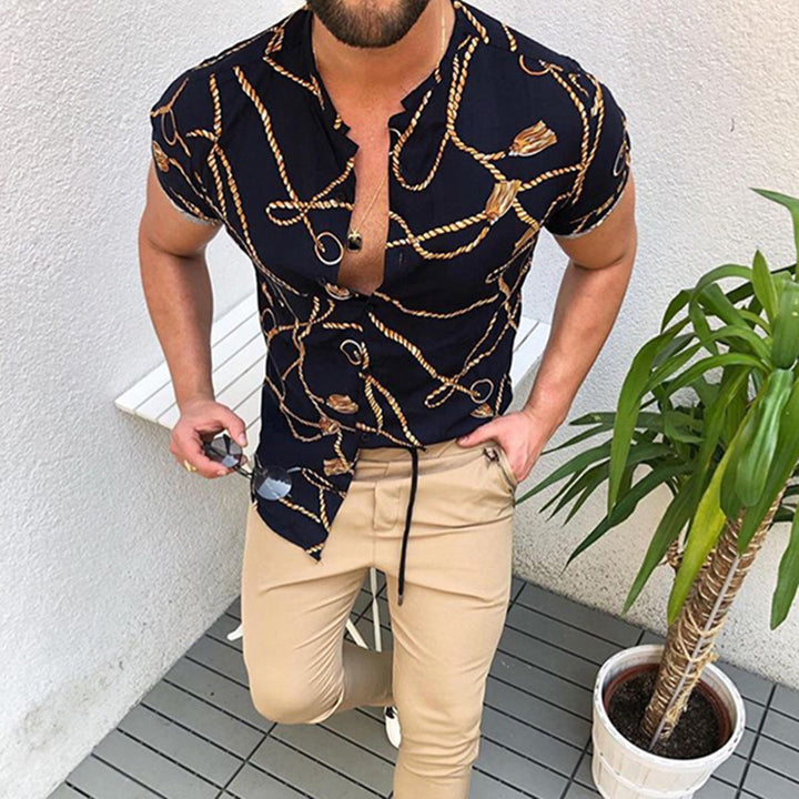 Herren Kurzarmhemd mit elegantem Muster Drune