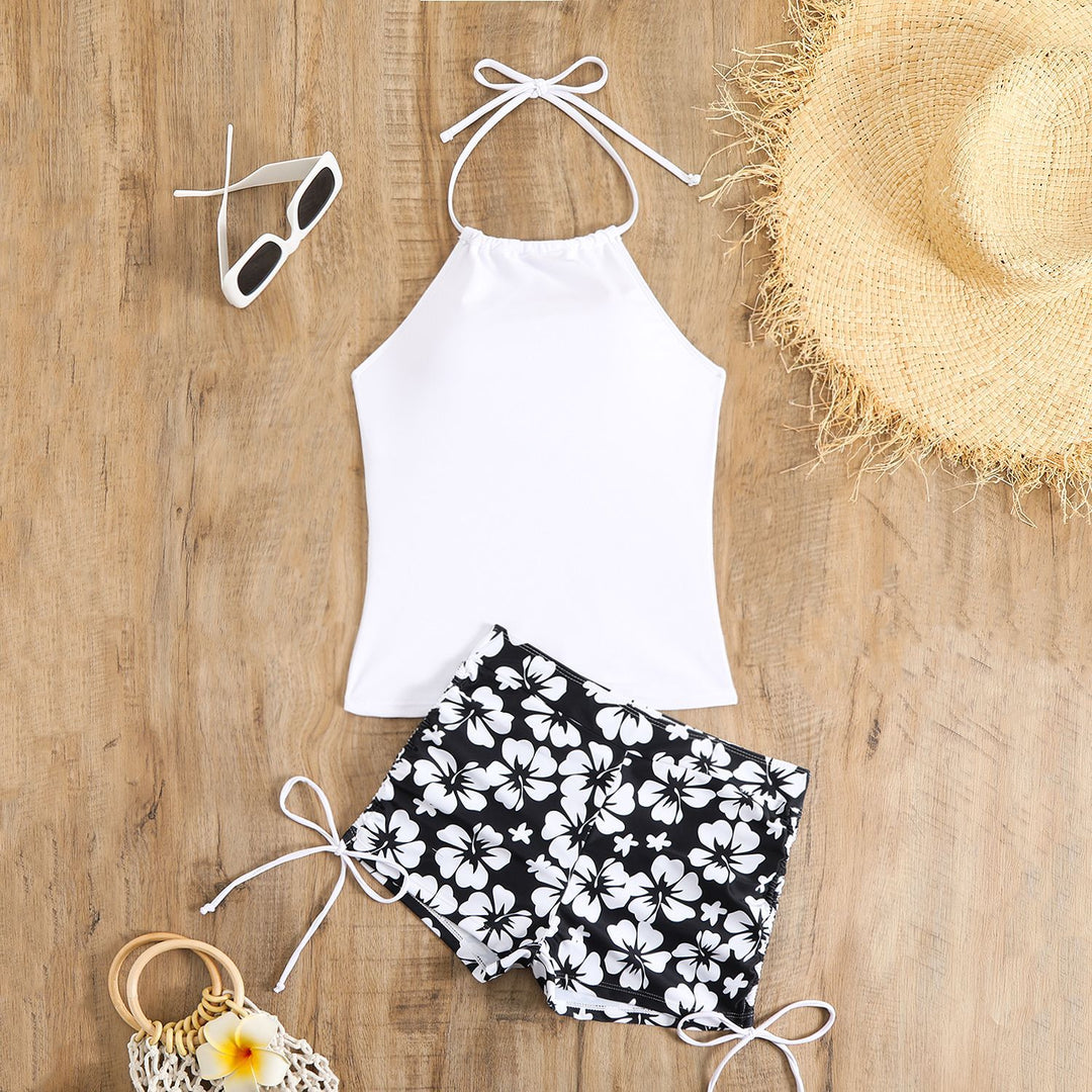 Damen Tankini-Set mit modischem Blumendruck und verstellbaren Trägern Drune