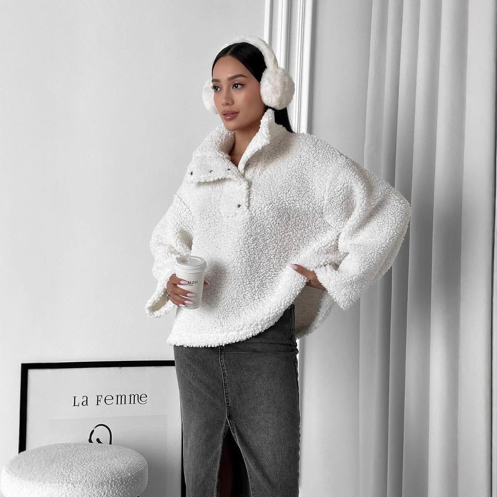 Damen Kuscheliger Fleece-Pullover im Casual-Style Drune
