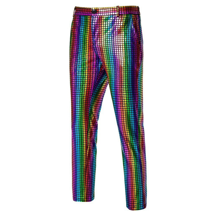 Herren nan Slim-Fit Anzughose mit glänzender Paillettenoptik und feinem Karomuster Drune