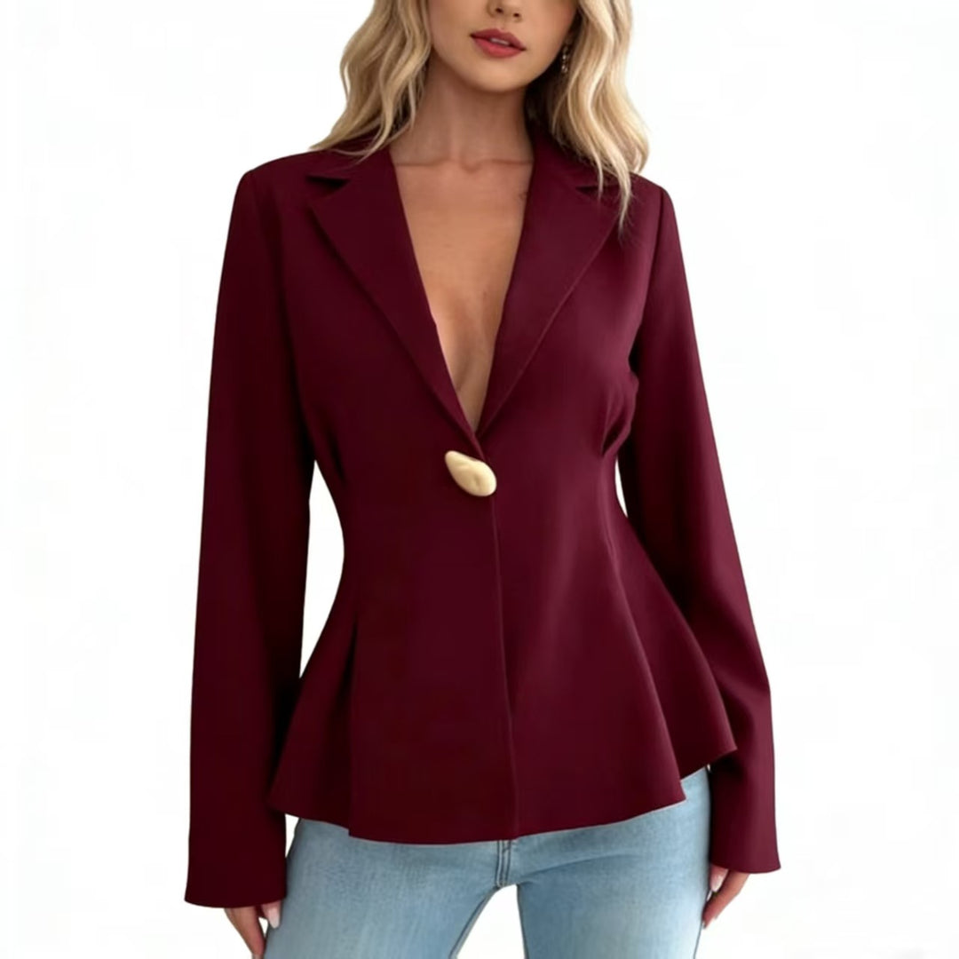 Damen Peplum-Blazer mit ausgefallenen Knopfdetails Drune
