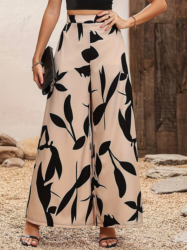Damen Palazzo-Hose mit floralem Muster und weitem Schnitt Drune