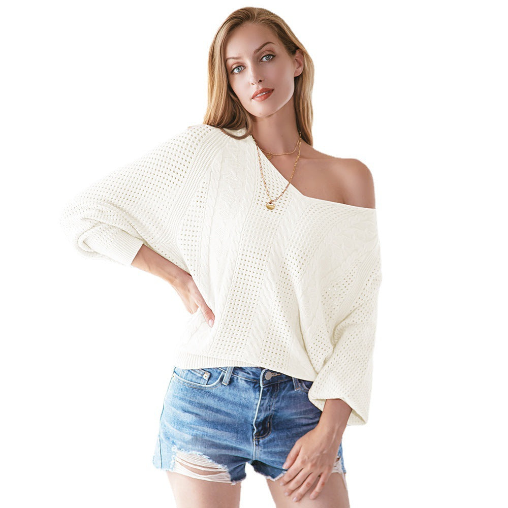 Damen Strickpullover mit modischem Lochmuster und oversized Schnitt Drune