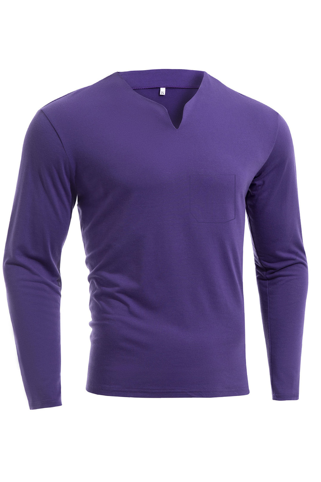 Herren nan Langarmshirt mit V-Ausschnitt Slim Fit Baumwollmix und elastischem Komfortbund Drune