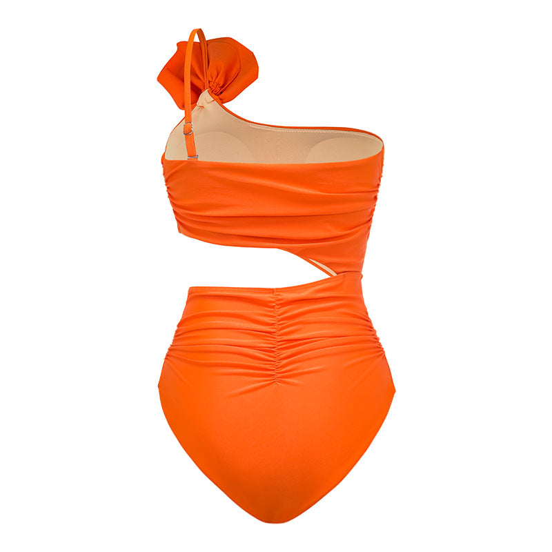 Damen Einteiler Badeanzug mit voluminösem Rüschendetail und passendem Wickelrock Drune