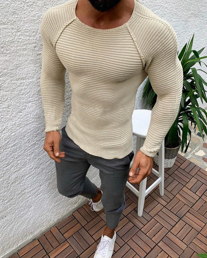 Herren eng anliegendes Strickoberteil mit atmungsaktiver Textur und modischem Design Drune