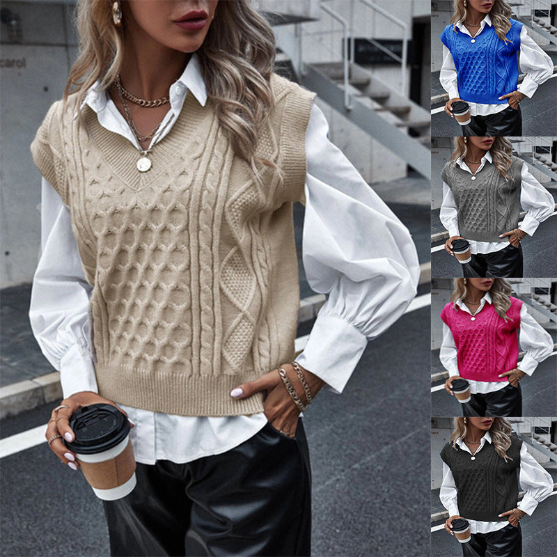 Damen Strickweste im eleganten Zopfmuster Drune